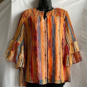 Investments II Shimmery Bell Sleeves Blouse Size 1X